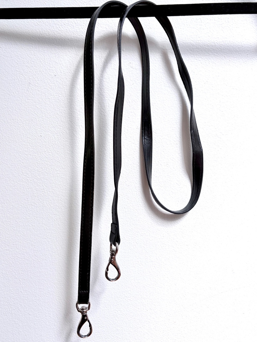 Black Handbag Replacement Strap w/ Silver Hardware - L 47.5”